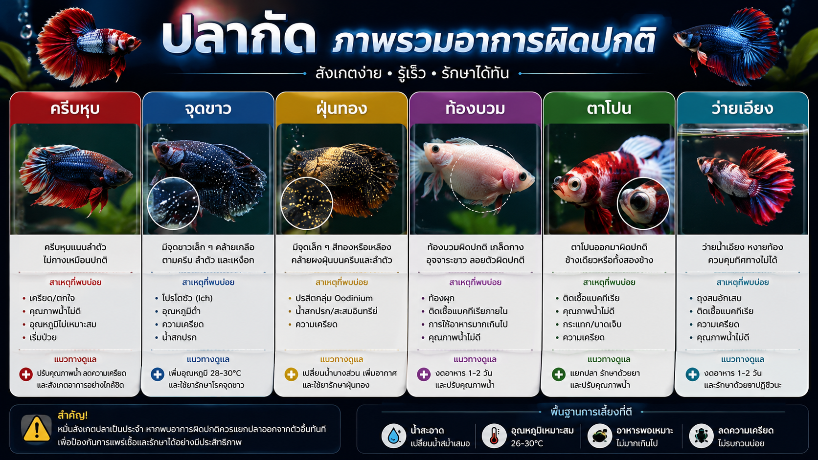 วิธีสังเกตและรักษาโรคในปลากัด